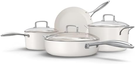 Nonstick Ceramic Cookware Set - 7-Piece Oven Safe All Stovetops Compatible