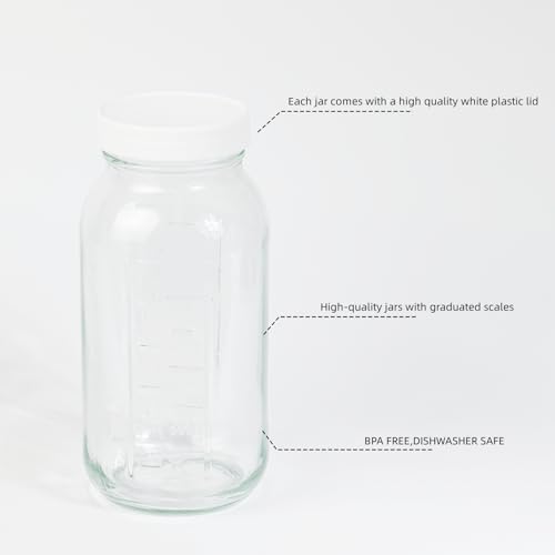 3 Pack 64 oz Clear Wide Mouth Mason Jars with Airtight Lids