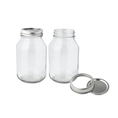 FastRack Glass Mason Jars 32 oz - Pack of 2