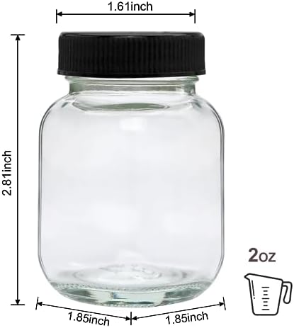 QAPPDA 2oz Mason Jars Set of 48 Glass Spice Jars with Black Lids