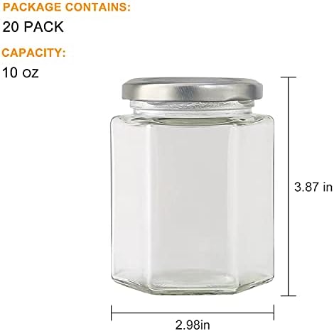 20 Pcs 10 oz Glass Jars with Silver Lids for Gifts