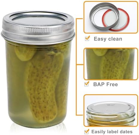 Woaiwoq 8 oz Mason Jars 30 Pack with Airtight Lids