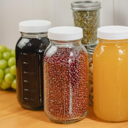 3 Pack 64 oz Clear Wide Mouth Mason Jars with Airtight Lids