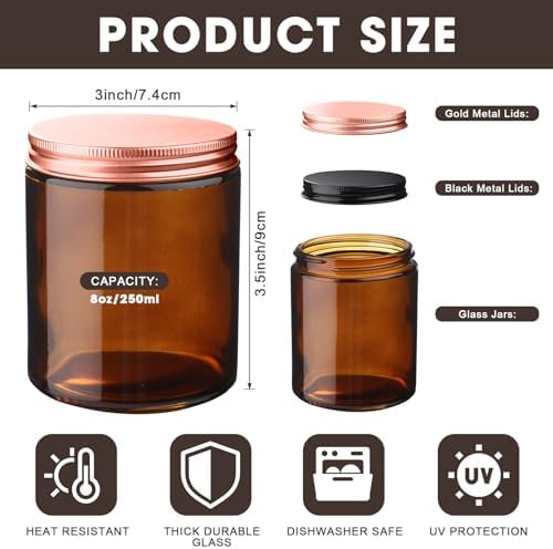 12-Piece Glass Jars for Making Candles