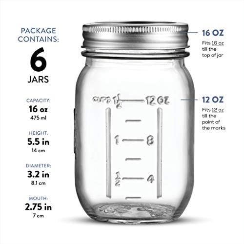 Paksh Novelty Mason Jars 6-Pack 16 oz - Preserve and Style Your Tables