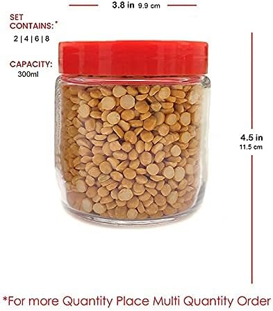 Round Red Glass Jars with Plastic Lids