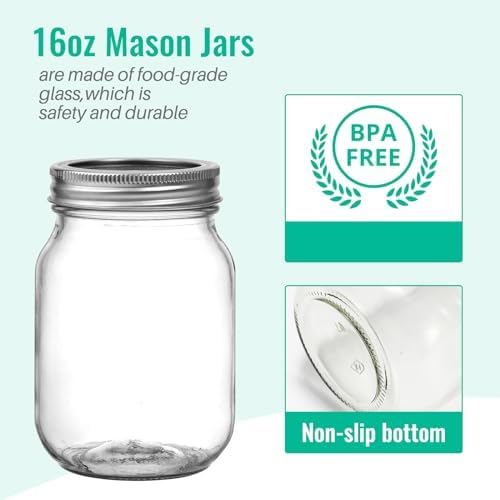 CAKKVDE Mason Jars 16oz