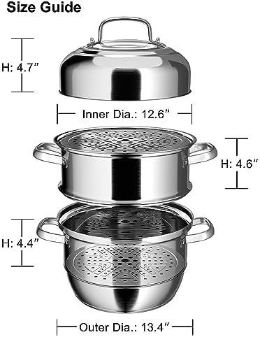 VENTION 34cm 3 Tier Steamer Pot for Dumplings and Buns
