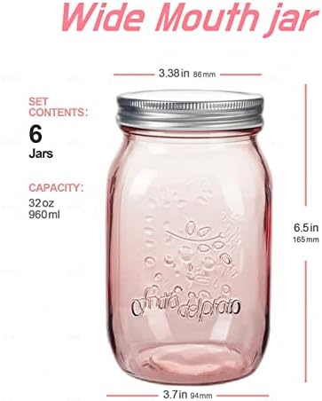 Amzcku Rose-Pink Mason Jars 6-Pack