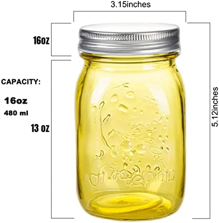 Amzcku 16 oz Colored Mason Jars with Lids