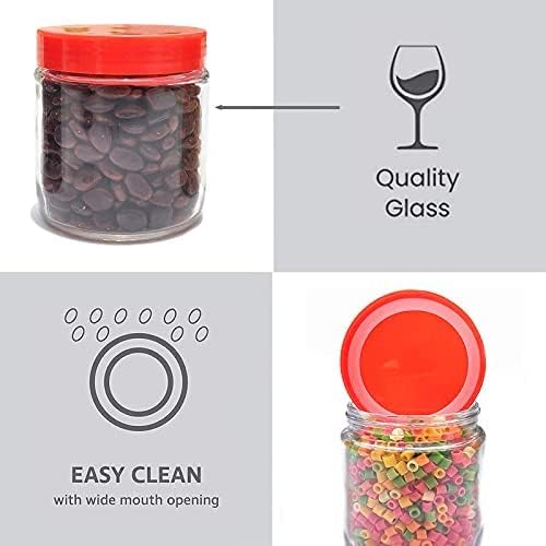 Round Red Glass Jars with Plastic Lids