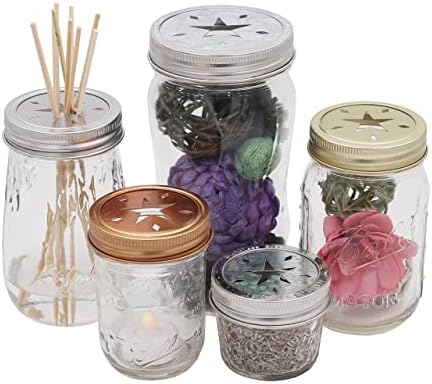 Star Cutout Galvanized Metal Lid Inserts for Mason Jars 10 Pack