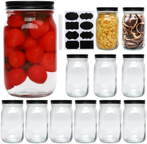 QAPPDA 32 OZ Glass Jars with Lids Set of 12