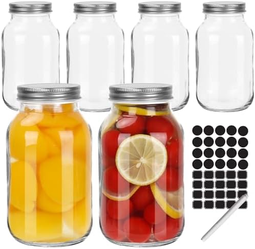 Keketin 32 oz Mason Jars with Airtight Lids 6 Pack