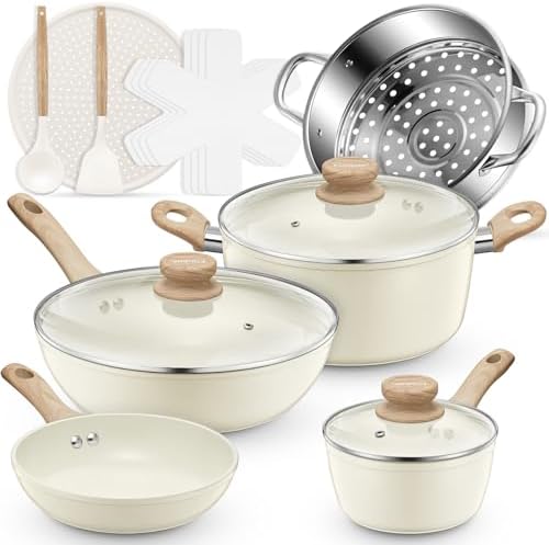 FOHERE 15-Piece Cookware Set Durable Kitchen Cooking Non-Stick Eco-Friendly