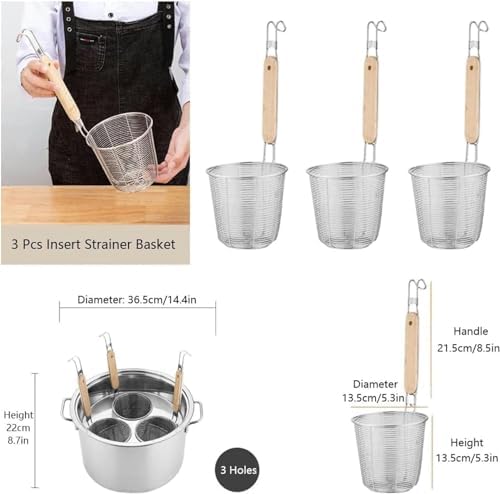 Stainless Steel Pasta Cooker with Insert Baskets for Noodles and Soups