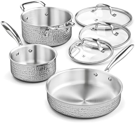 Aufranc 6-Piece Stainless Steel Pots Set with Glass Lid
