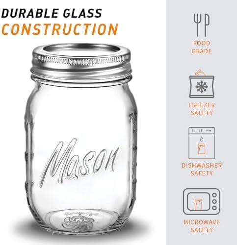 6-Piece 16-Ounce Mason Jars with Lid