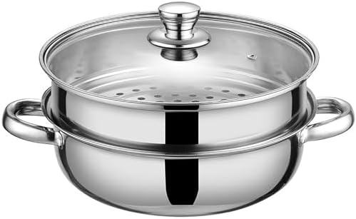 Steamer Pot 28cm Dual-Tier with Glass Lid