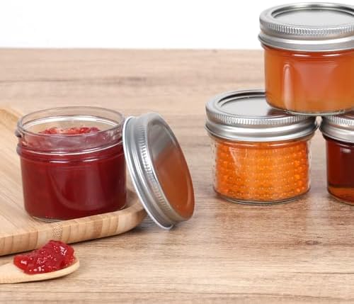 Haneye Small Mason Jars 8 Pack 4oz with Lids