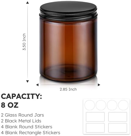 Sleek Durable 8oz Glass Candle Jars with Metal Lids for Samples
