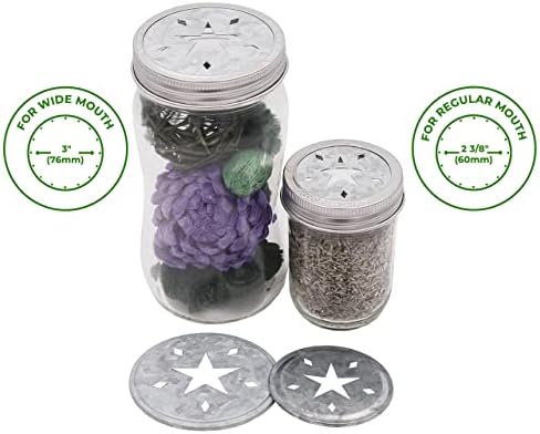 Star Cutout Galvanized Metal Lid Inserts for Mason Jars 10 Pack