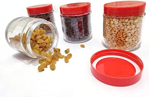 Round Red Glass Jars with Plastic Lids