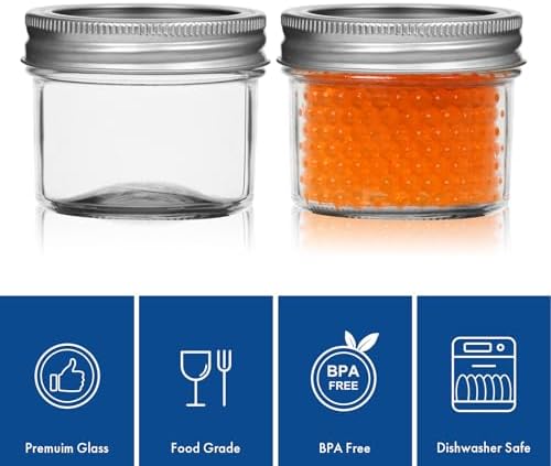 Haneye Small Mason Jars 8 Pack 4oz with Lids