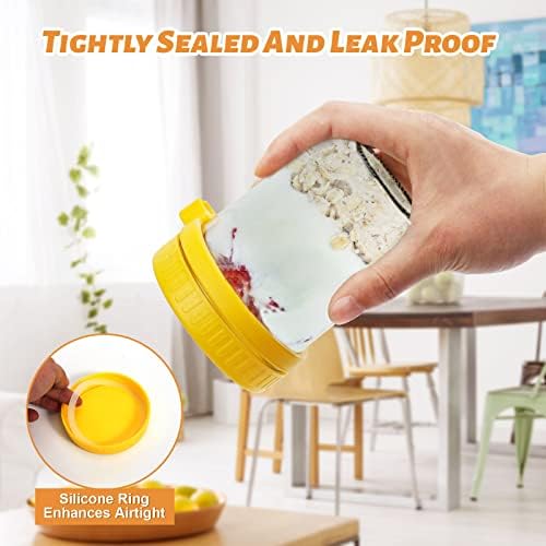 Yuleer 6 Pack Overnight Oats Containers with Lids and Spoons