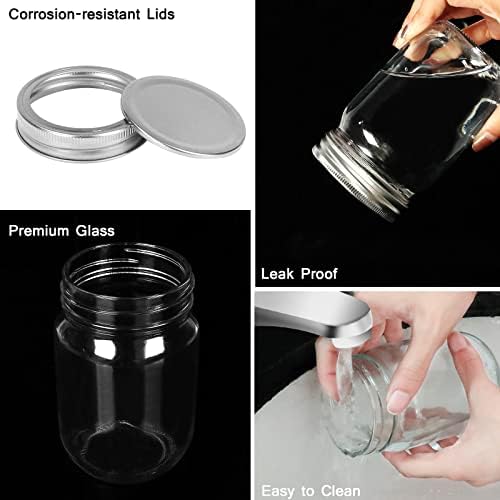 20-Piece 12oz Glass Mason Jars with Silver Lids