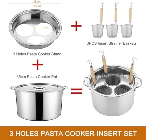 Stainless Steel Pasta Cooker with Insert Baskets for Noodles and Soups