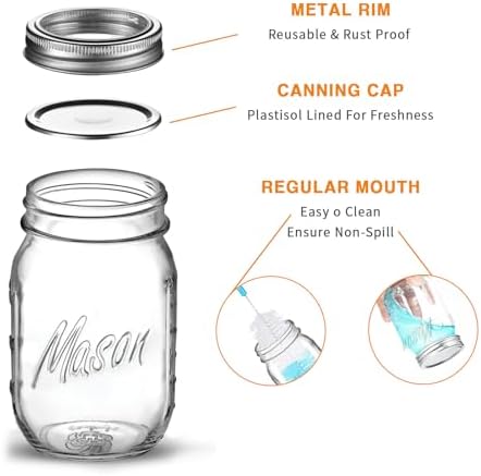 6-Piece 16-Ounce Mason Jars with Lid