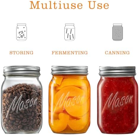 6-Piece 16-Ounce Mason Jars with Lid