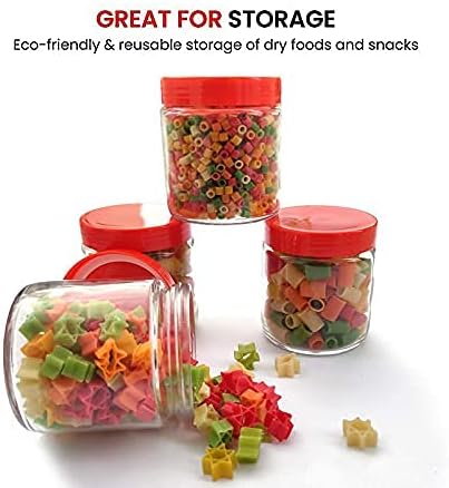 Round Red Glass Jars with Plastic Lids