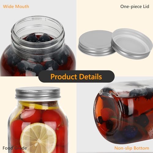 Keketin 32 oz Mason Jars with Airtight Lids 6 Pack