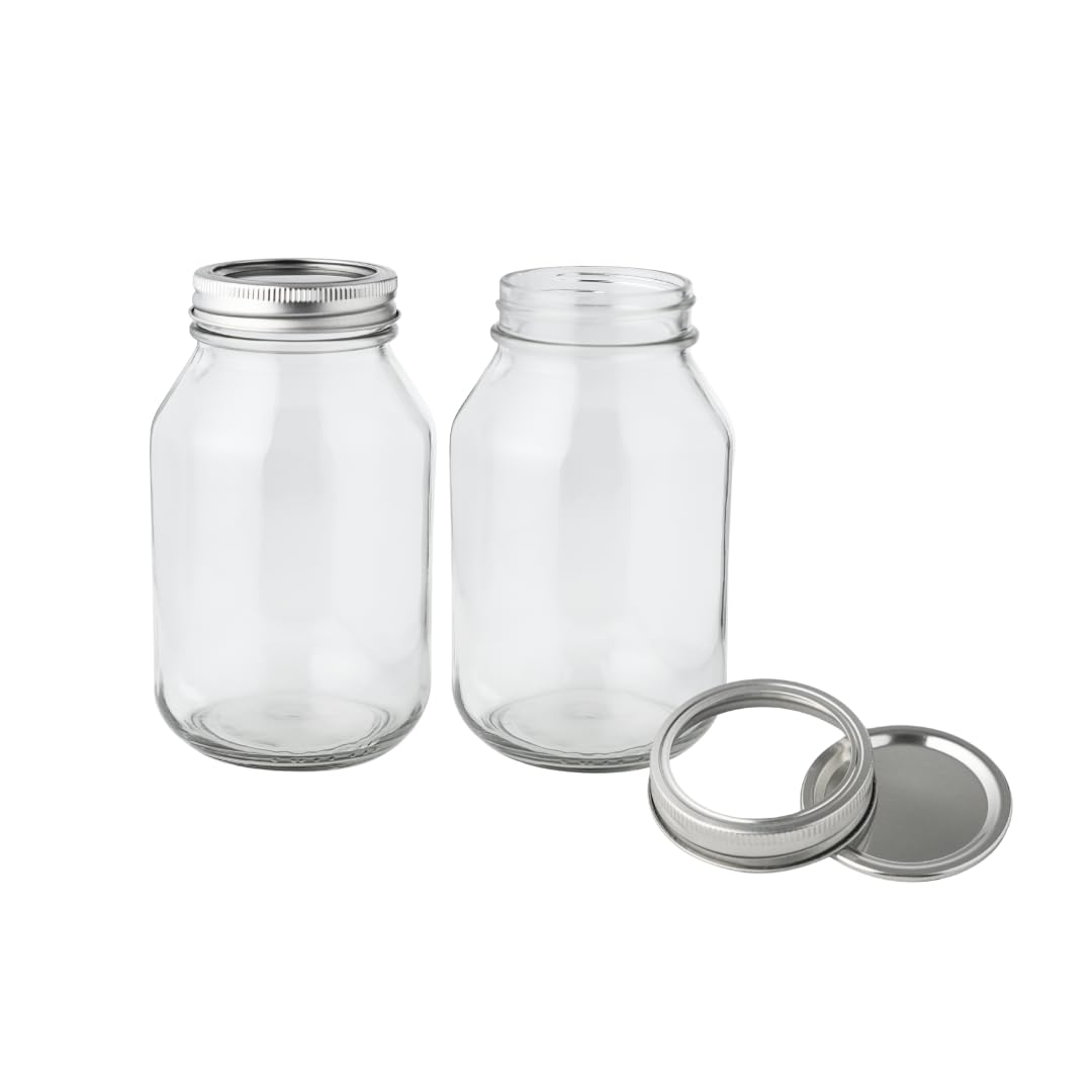 FastRack Glass Mason Jars 32 oz - Pack of 2