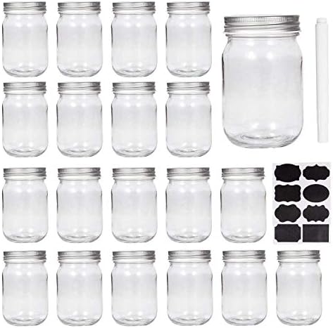 Accguan Mason Jars Set of 20 12oz Wide Mouth Spices Jars