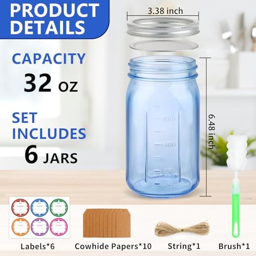 Sturdy 6-Pack Mason Jars for Fermenting Storing