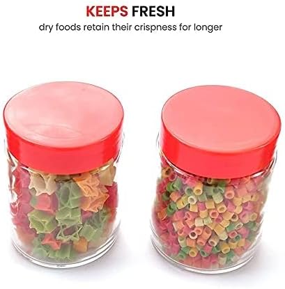 Round Red Glass Jars with Plastic Lids