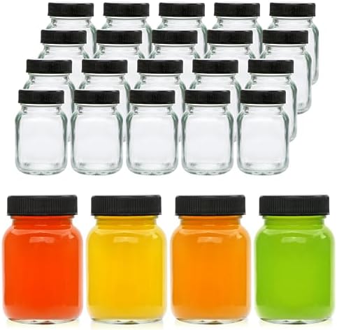 QAPPDA 2oz Mason Jars Set of 48 Glass Spice Jars with Black Lids