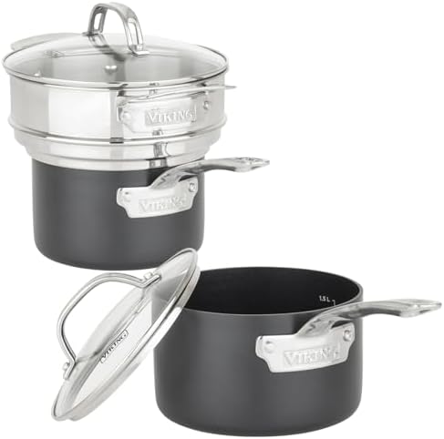 ElevateYourKitchenCookwareSet - 12-Piece Viking Pots Pans with Glass Lids Black