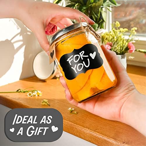 12-Pack 16oz Glass Jars with Labels Pen