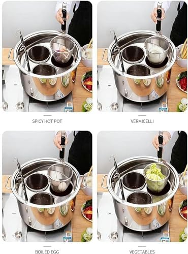 UNbitStainless Steel Pasta Pot 5 Holes with Strainer Basket for Home Kitchen