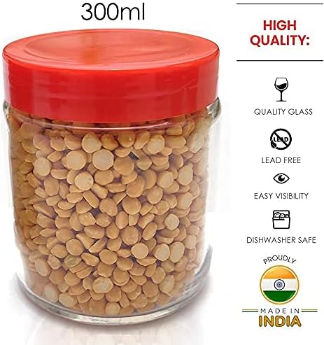 Round Red Glass Jars with Plastic Lids