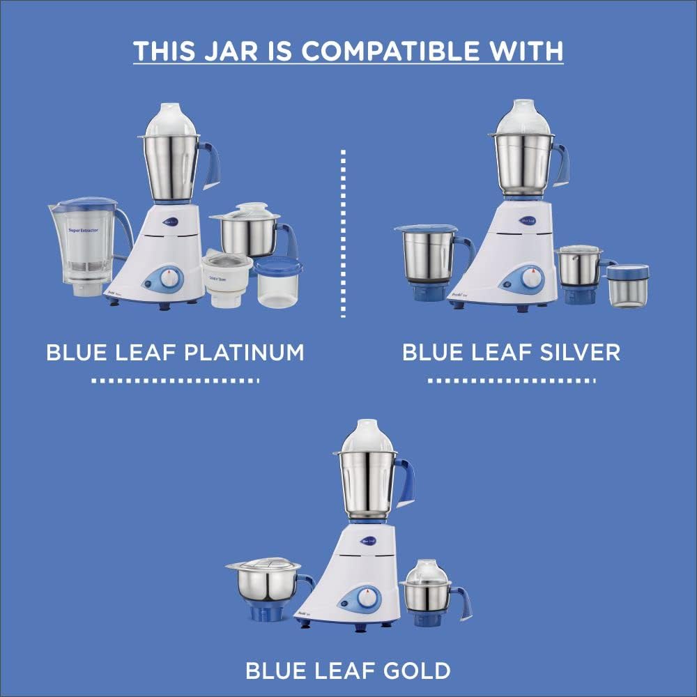 Preethi 04-Liter Blue Leaf Chutney Jar Stainless Steel