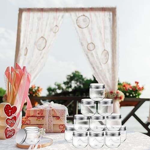 60pcs 3oz Clear Plastic Mason Jars with Lids