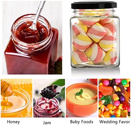 Premium 15-Piece Square Glass Jars for Jam Spices and Crafts