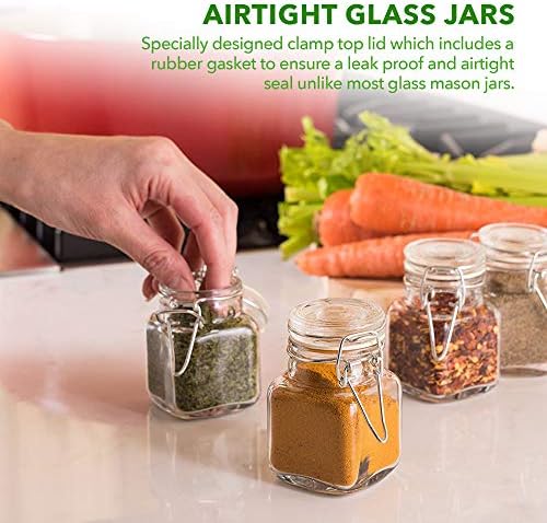 Small Square Glass Jars with Airtight Round Lids 12 Pack