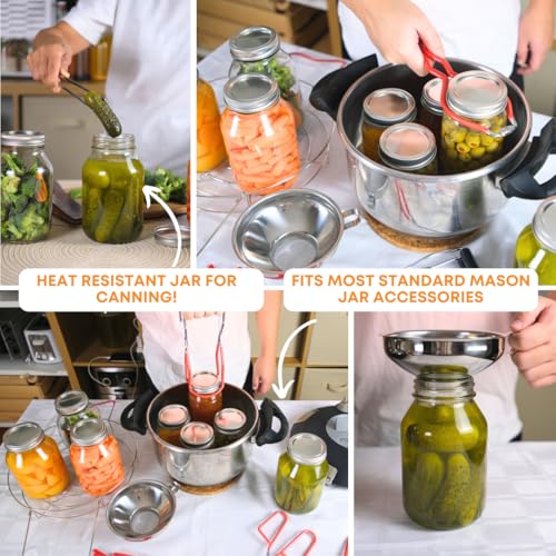 FastRack Glass Mason Jars 32 oz - Pack of 2