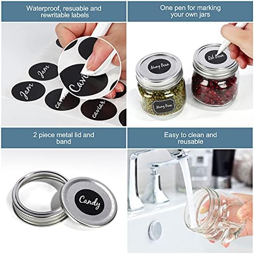 CycleMore 24 Pcs 8oz Clear Glass Mason Jars with Silver Lids